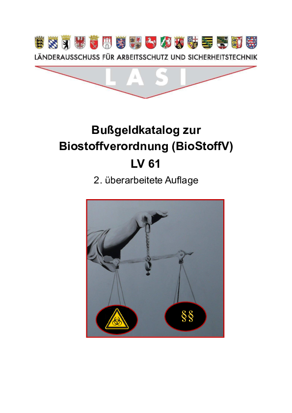 LV 61: Bußgeldkatalog zur Biostoffverordnung